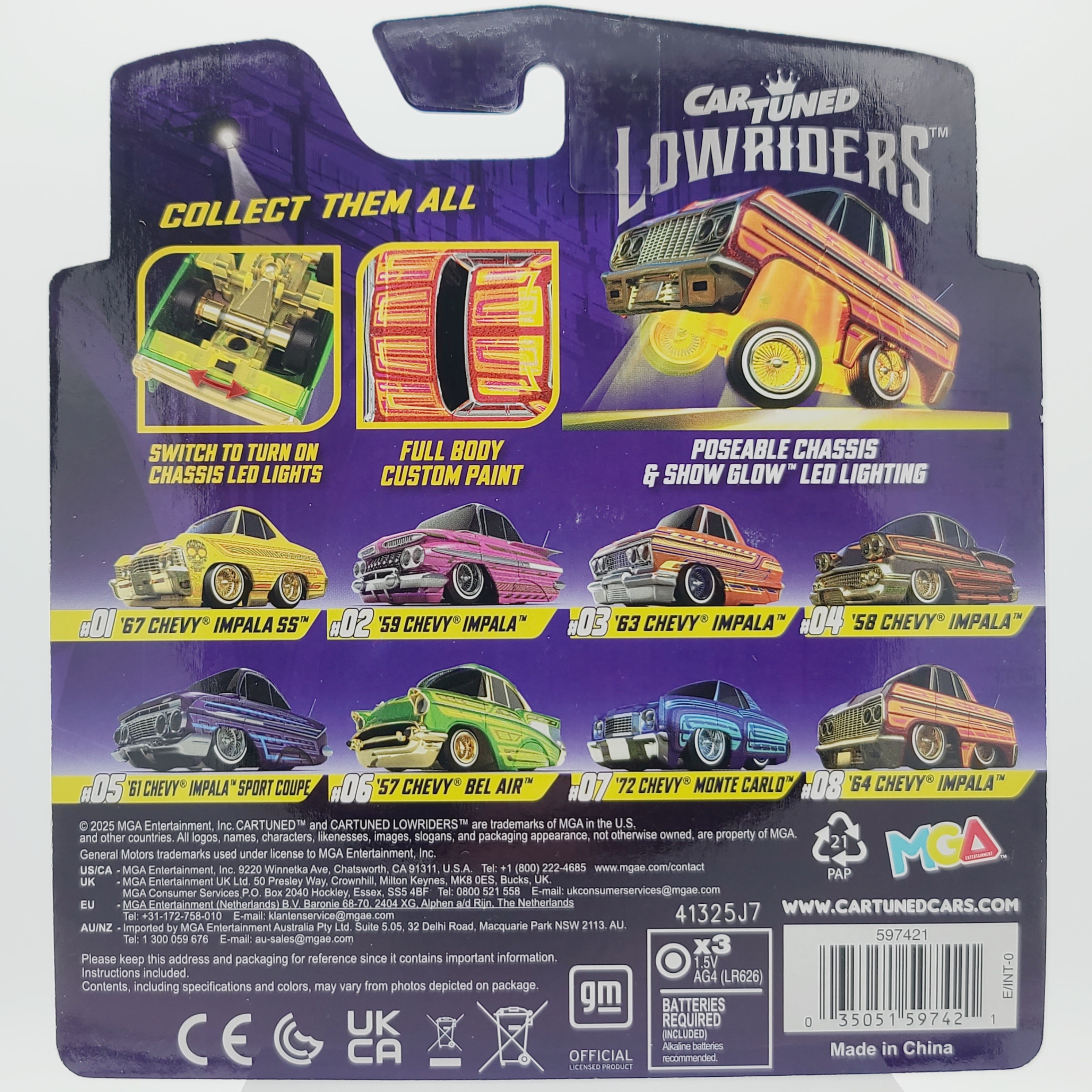 Assortimento 8 Miniature CarTuned 1:64 Lowriders SHOW GLOW Serie 1 | Auto Da Collezione